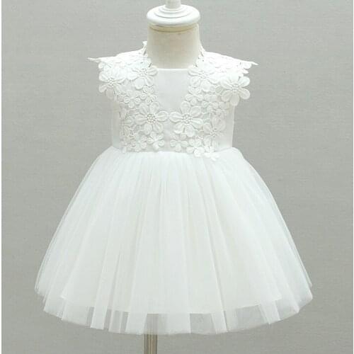 White Baby Toddler Girl Baptism Clothes Girl Newborn Infant Lace Christening Gowns Party Dress For Girl 1st 2nd Birthday Outfit