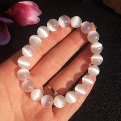 WHITE selenite round 8-20mm bracelet 7.5inch wholesale beads nature handcraft