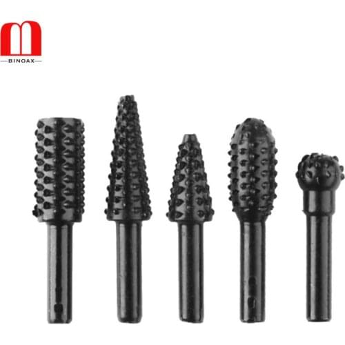 BINOAX 5 Pcs Rotary File Burr Drill Bits Set Wood Carving Craft Tool 1/4" Shank