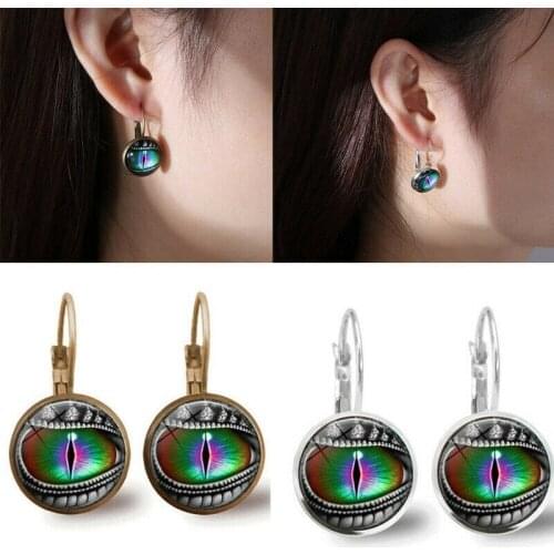 1 pair Dragons Eye Bronze Trendy Glass Cabochon Lever Back Earrings Jewelry Gifts