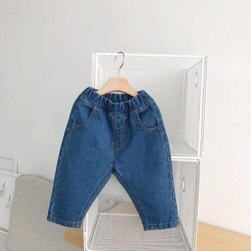 Childrens Jeans Baby Denim Pants Trousers 2021 Autumn Winter New Boy Solid Jeans Baby Korean Cowboy Trousers Kids Casual Jeans