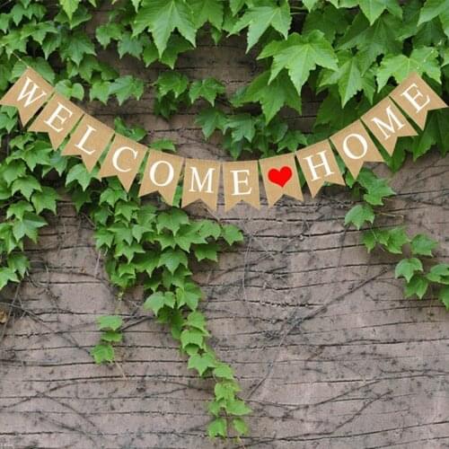 Welcome Home Banner Burlap Sign Party Buntings for Welcome Party Great for Baby Shower, Wedding Home Party Decor