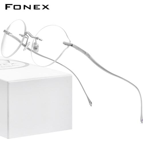 FONEX Pure Titanium Glasses Frame Women 2020 New Men Rimless Prescription Eyeglasses Frame Myopia Optical Eyewear 8534