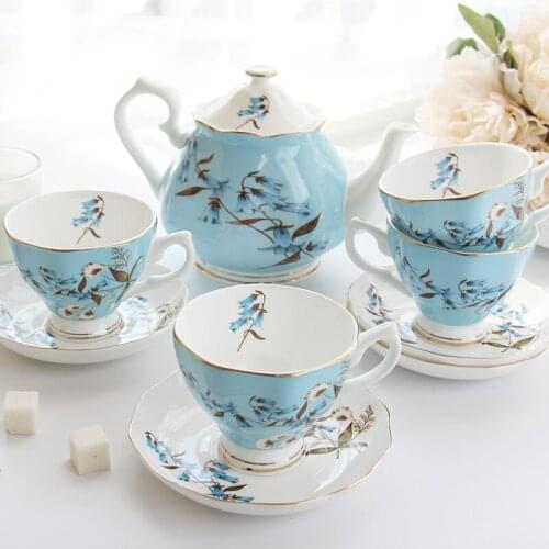 Coffee Tea Sets Top Quality Bone China Porcelain Coffee Cup Set Creative Gift British Tea Cup Sets 1 Pot and 4 Coffee cups