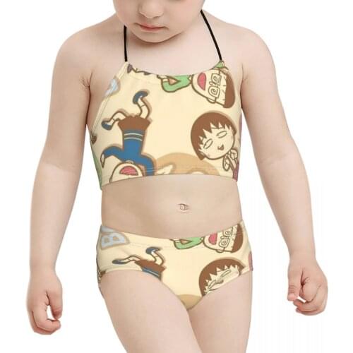 Japanese Anime Chibi Kids Swimsuit for Girls Children Print Maruko (10) Biquini 2021 Wholesale Baby Girl Swimming Suit
