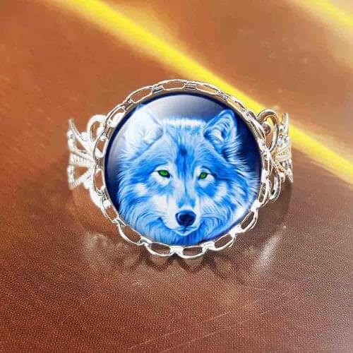 QiYuFang Cool Teen Wolf ring Vintage Bronze Statement Chain Jewelry Summer Style Glass Cabochon rings Women