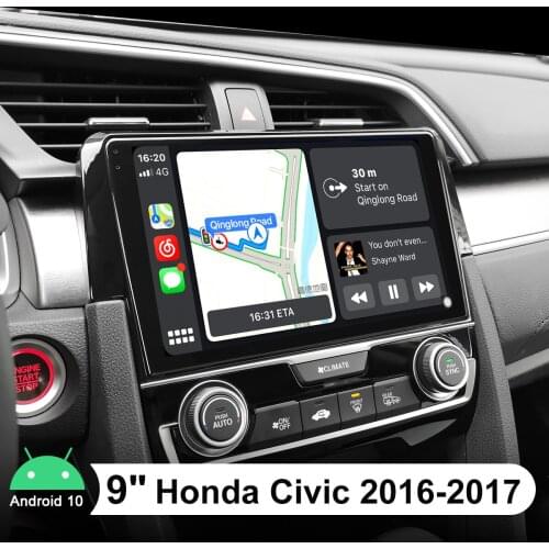 9 Inch Radio Tape Recorder 1 din Android 10 Central Multimedia Player For Honda Civic 2016 2017 Support Bluetooth WiFi DVR OBD2