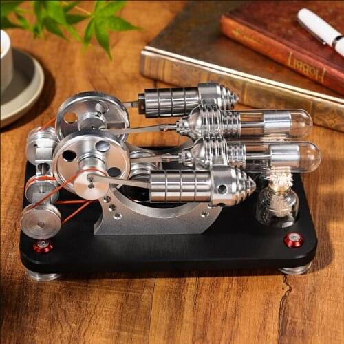 Powerful balance type metal twin-cylinder Stirling engine generator miniature mini external combustion engine model