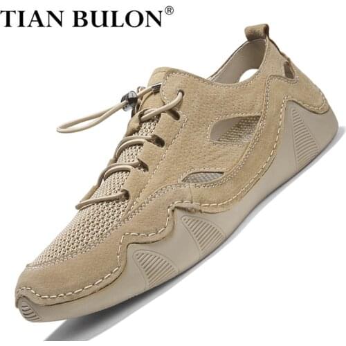 Men Casual Shoes Leather Breathable Men Designer Sneakers Handmade Loafers Men Moccasins Lightweight Boat Shoes Plus Size 38-46