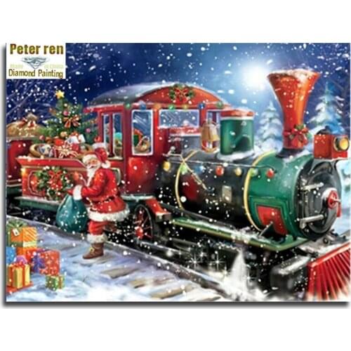 Peter ren Diamond painting Cross stitch kit cartoon 3d mosaic square Icons Full Embroidery Diy crafts Snow train Christmas gifts