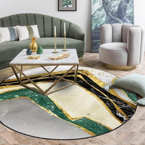 Modern Style Bedroom Bedside Round Area Rugs Abstract Marble Landscape Print Floor Mat Children Study Room Chair Non-Slip Carpet