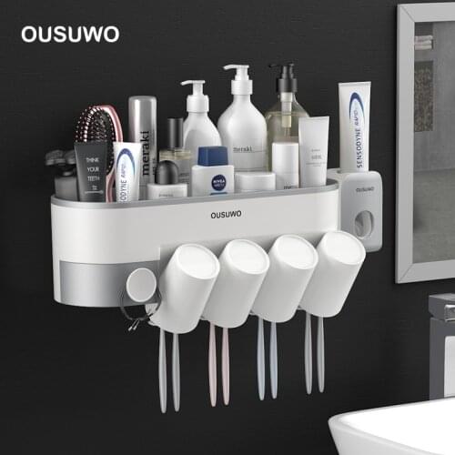2020 Multicard Slot Toothbrush Holder Rack Toothbrush Organizer Hanging Set Storage Wall-mounted Toothpaste Dispenser Admission