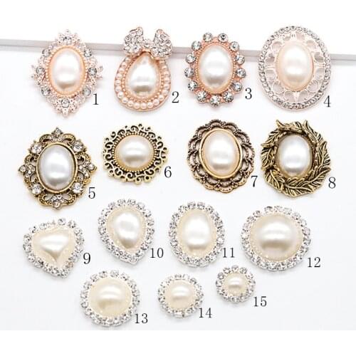 New Fashion Hot Prices Pearl Buttons10Pcs/Lot Metal Buttons Diy Wedding Button Webbing Decoration Handwork Fitting Accessories
