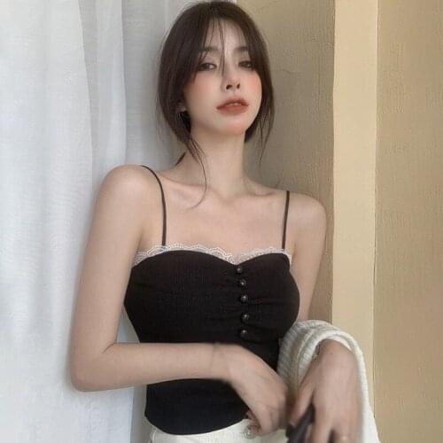 2021 New Summer Women Camisole Solid Color Lace Sexy Slim Chest-wrapped Knitted Tank Top