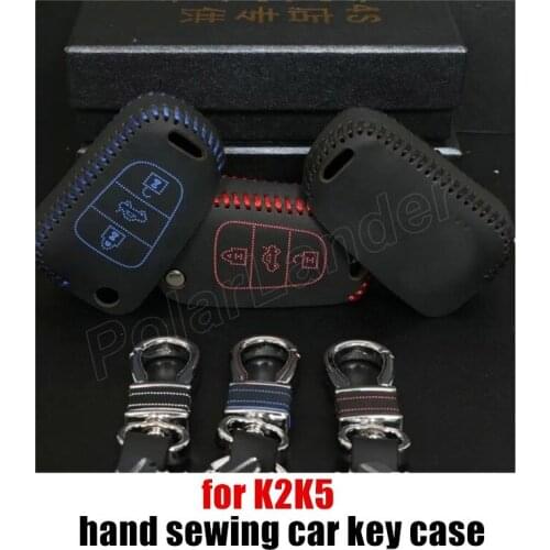 New style Case fit for KIA K2K5 car key case genuine quality leather Hand sewing car key car key cover free shipping hot sale