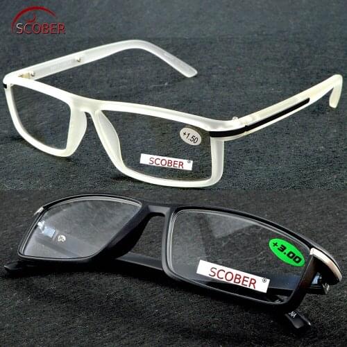 =SCOBER= Full-rim High Quality Reaging Glasses Retro Vintage Rectangle Clear or Black Eyeglasses +1 +1.5 To +3.5 Custom lens