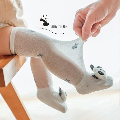 Newborn Infant Over Knee High Socks With Print Kids Girls Boys Baby Summer Cotton Mesh Cute Funny Anti Slip Long Sock Stockings