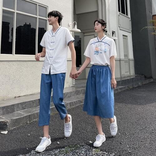 Couples wear summer suit ancient style students class clothes top men and women couples clothes couples clothing