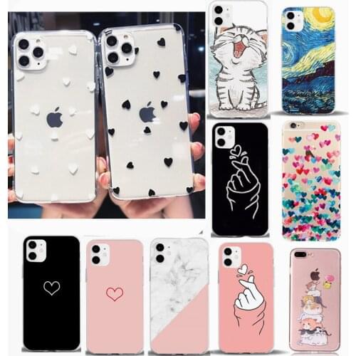 Clear Phone Case For iPhone 11 6 6s 7 8 Plus 11 Pro XS Max XR X Love Heart Daisy For iPhone SE 2020 Silicone Cover Back Cases