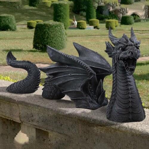 Garden Dragon Statue Decoration Crafts Outdoor Backyard Sculptures Hand Painted And Polished Individually Resin Ornaments