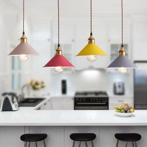 Nordic Pendant Lights For Home Lighting Modern Hanging Lamp Iron Lampshade LED Bulb Bedroom Coffee Kitchen Light 90-260V E27