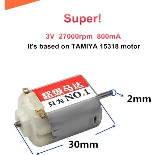 Super Four-wheel Car drive DC motor,Carbon Brush Strong Magnetic Copper bearings,high speed DC3V 27000rpm,save electricity motor