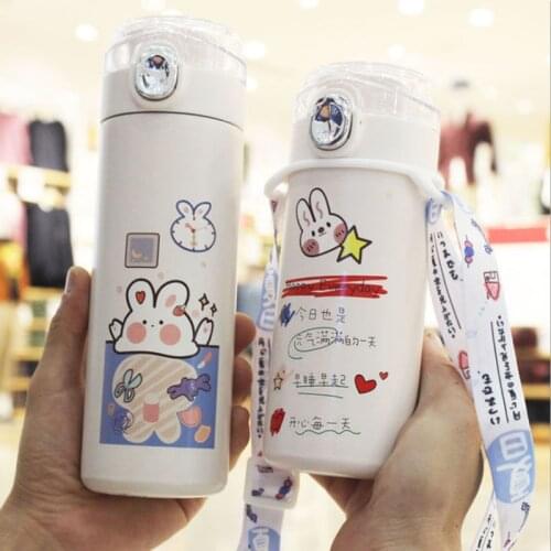 Vacuum cup cute flask cartoon animal graffiti portable double-layer vacuum travel winter mug student couple office water cup