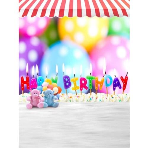Children Birthday candle photo backgrounds vinyl toy bears photography backdrops for child photo studio props photophone S-1768