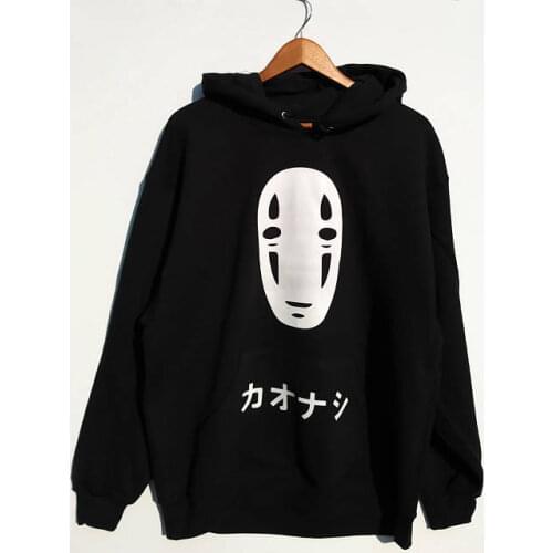 Japan Harajuku Anime Hoodie Spirited Away Faceless Men Kawaii Pullover 2021 Winter Clothes Women Streetwear Sweatshirt Pink Top