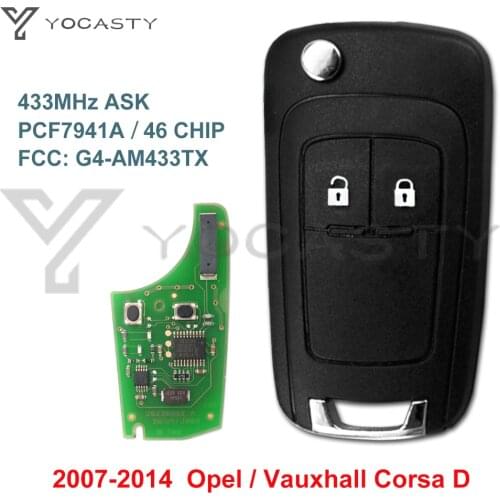 YOCASTY G4-AM433TX Remote Car Key 433MHz PCF7941A 46 Chip Fob For OPEL VAUXHALL Corsa D 2007 2008 2009 2010 2011 2012 2013 2014
