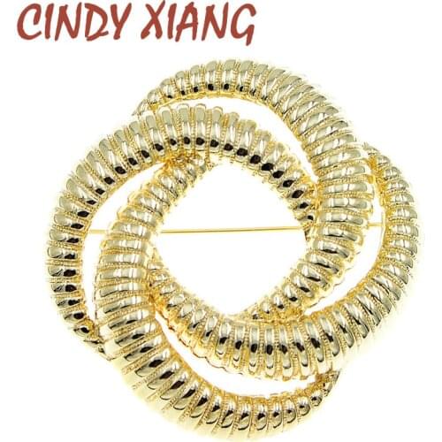 CINDY XIANG New Design Metal Gold Silver Color Brooches Large Cilrcle Round Geometric Collar Pin For Women Fashion Party Jewelry