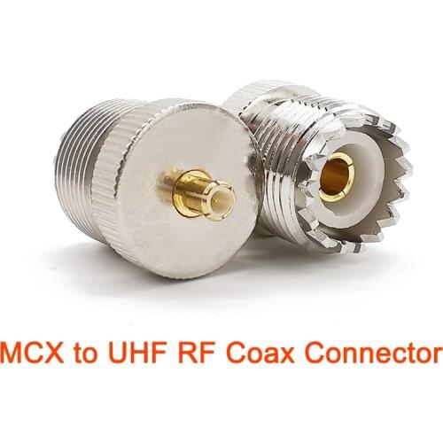 1Pcs MCX to UHF RF Coax Connector UHF SO239 Female Plug to MCX Male Jack Brass Straight Pin Adapter for RADIO Antenna TV-Tuner
