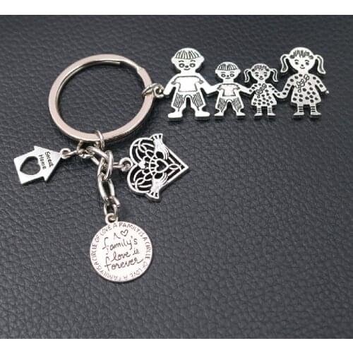 1pc A Family Love is Forever Charm Sweet Home Keychain Carefully Guarding The Heart-Shaped Key Ring DIY Charms Custom Jewelry