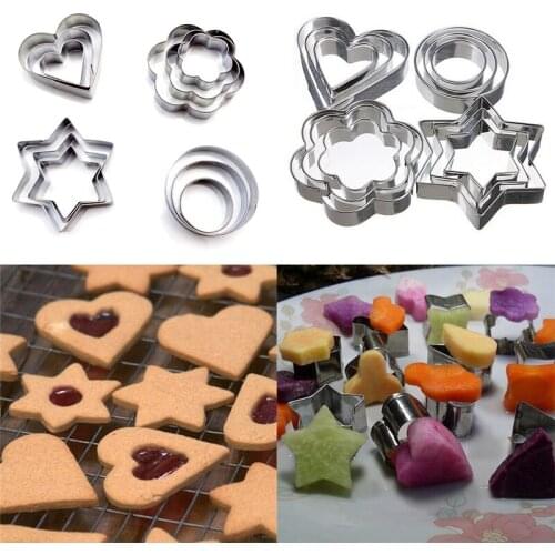 12Pcs DIY Stainless Steel Cookie Biscuit Mold Star Heart Cutter Baking Mould Hot Sale