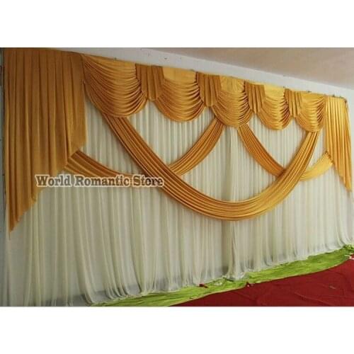 2019 White Wedding Backdrop with gold swags Wedding Decoration