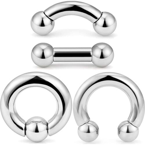 8G Internally Threaded Circular Barbells Horseshoe Spring Action Captive Bead Bent cuved Barbell Straight Barbell Septum PA Ring