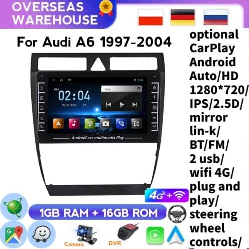 Auto Radio Car Radio For Audi A6 C5 1997-2004 S6 2 1999-2004 RS6 1 -2006 2 Din Multimedia Video GPS Navigation Carplay Android