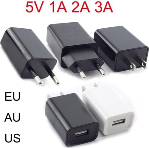 5V 1A 2A 3A Travel USB Adapter Phone Charger Power Supply Adapter Wall Desktop Charging Power Bank black white