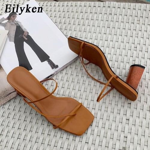 Eilyken Summer New Outdoor Vacation Women Slipper Slides Fashion Female Casual Open Toe High Heel Sandal Beach Flip Flops Shoes