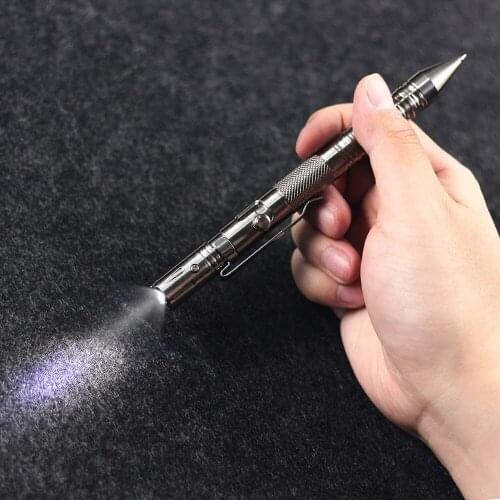 SMOOTHERPRO Bolt Action Pen with Flashlight and Glass Breaker Tip for Outdoor EDC Pocket Military Design Color Black