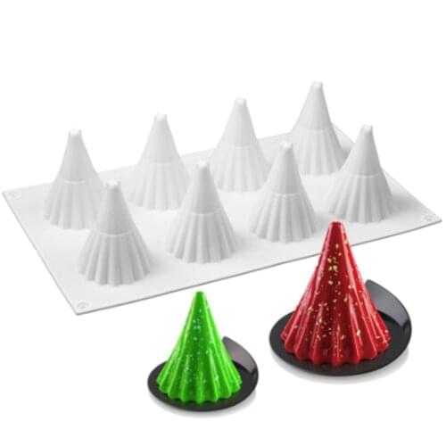 Homemade New 8-Cavity Christmas Tree Shape Mould Silicone Cake Mold 3D Umbrella Mousse Pastry Baking Christmas Decoration Tool