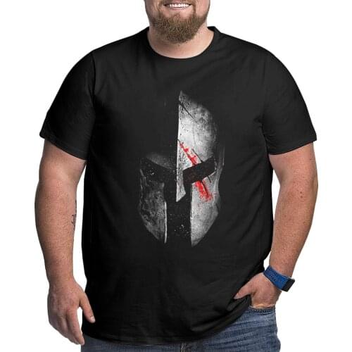 Spartan Sparta Helmet T-Shirts Men Unique 100% Cotton Big Tall Tees T Shirts Plus Size Big Size Large 4XL 5XL 6XL Clothes