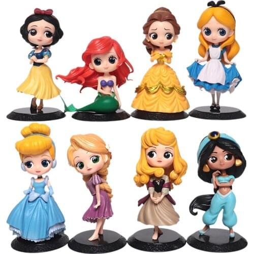 TOMY Disney Q Version Alice Mermaid Cinderella Snow White Decoration Model Hand-made Gift Fidget Toy 18 Years Old Adult Model