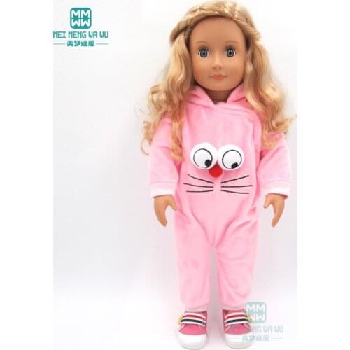 Doll clothes for 43cm new born doll accessories and American doll Pink cartoon one-piece clothes