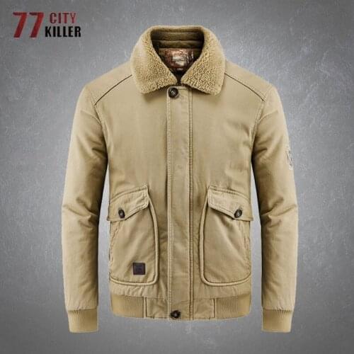 Winter Fleece Parkas Mens Washed Cotton Thicken Windproof Lapel Denim Jackets Male Streetwear Casual Pilot Military Bomber Coats