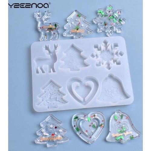 DIY Keychain Listing Jewelry Silicone Mold Set Christmas Tree Aromatherapy Wax Silicone Mold Snowflake Elk