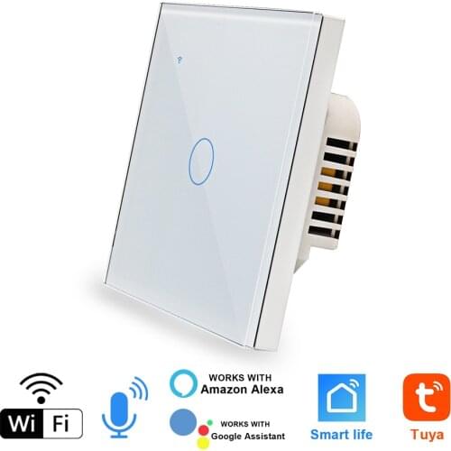 Tuya Smart Home Wireless Light Switch WiFi 110V 220V Touch Screen Wall Switch Voice Control Work with Google Home Alexa