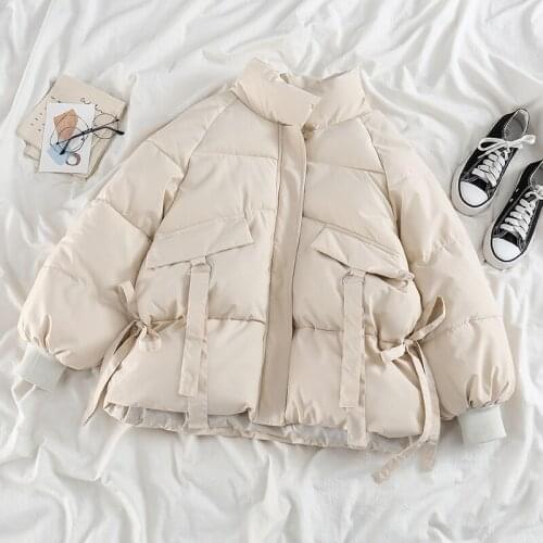 Women Winter Parkas Fashion High Street Solid Elegant Padded Cotton Coats Female Outerwear Loose Jackets