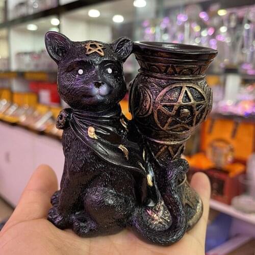 Pentagram Lucky Cat Decor Underworld Uterus Talisman Sacrifice Magic Energy Crystal Ball Display Base Home Paperweight Center