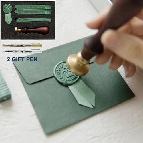 Retro Luxury Creativity Paint Wax Set DIY Handmade Ribbon Label Cute Envelope Stamps Seal for Wedding Invitation Gift Decoration